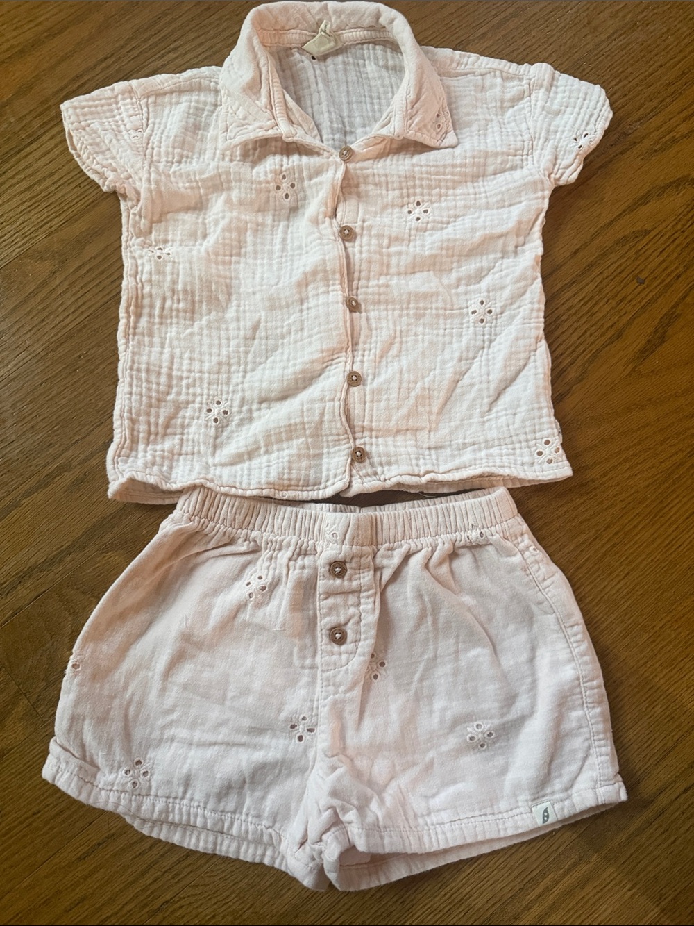 Girls Light Pink Eyelet Cotton Set